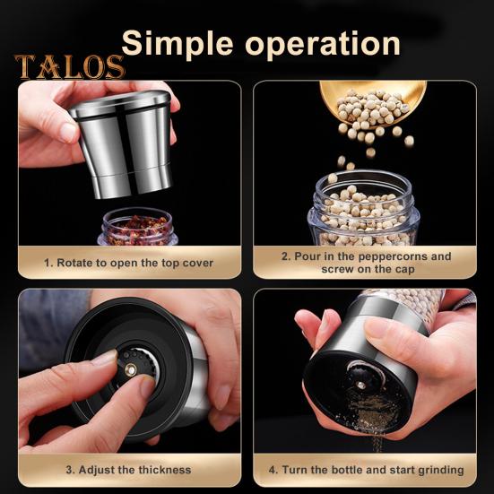 Stainless Steel Salt Grinder Adjustable Coarseness Easy To Clean Double Head 2 In 1 Grinder for Seasoning