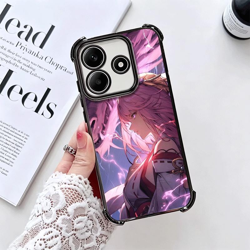 Genshin Impact Yae Miko Plating Phone Case For Xiaomi Redmi Note 14 15 Pro Plus 13 12 11 11S 11T 10 9S 9 5G Anti-Fall Airabag Co