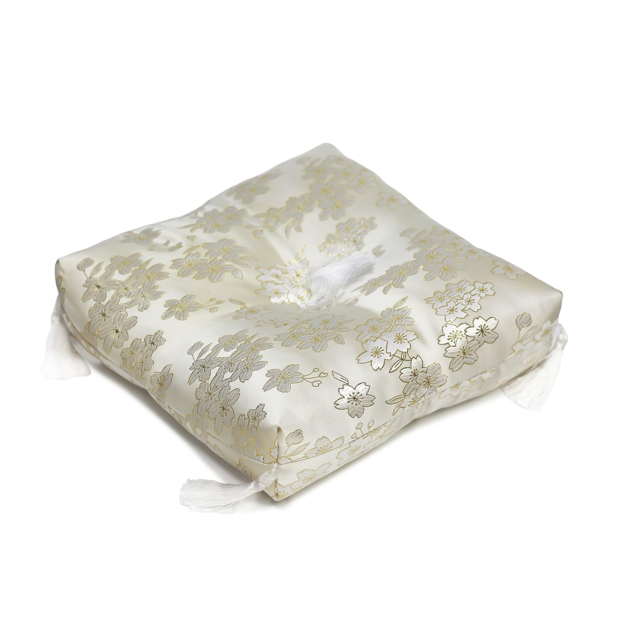 Cherry Blossom Pattern Rin Futon, Size 8, Beige, Perfect for a 21cm Diameter Rin, Beautiful Shine, Square Rin Futon