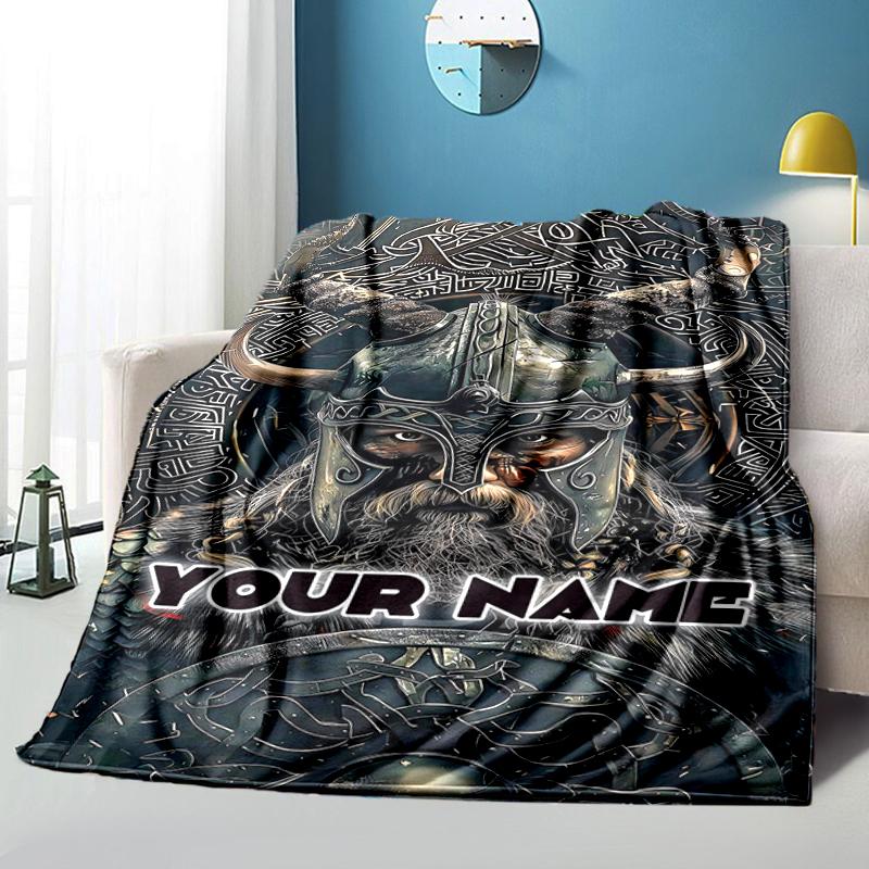 1PC Custom Name Warrior Poster flannel blanket versatile,all-season throw suitable for the living room,bedroom,camping,travel,and gift