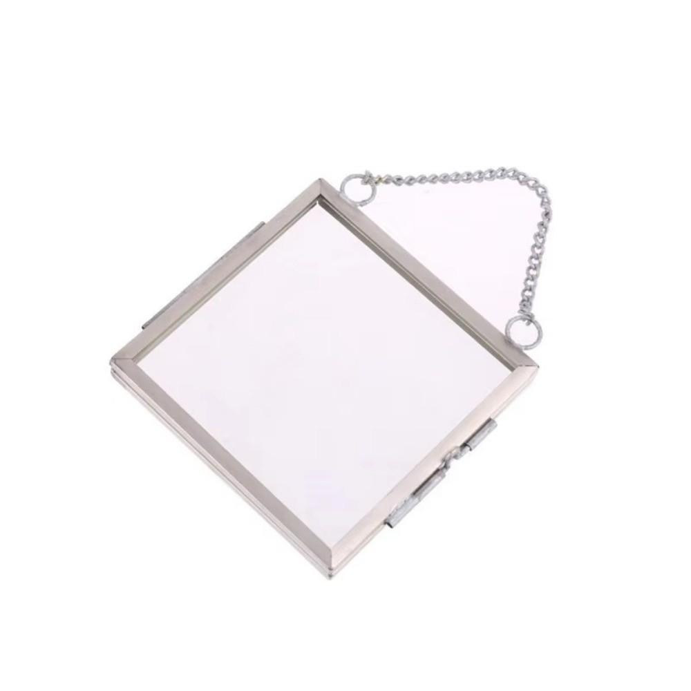 DIY Metal Small Photo Frame Glass Hanging Picture Holder with Transparent Glass Flower Plant Specimen Frame Home Office Decor