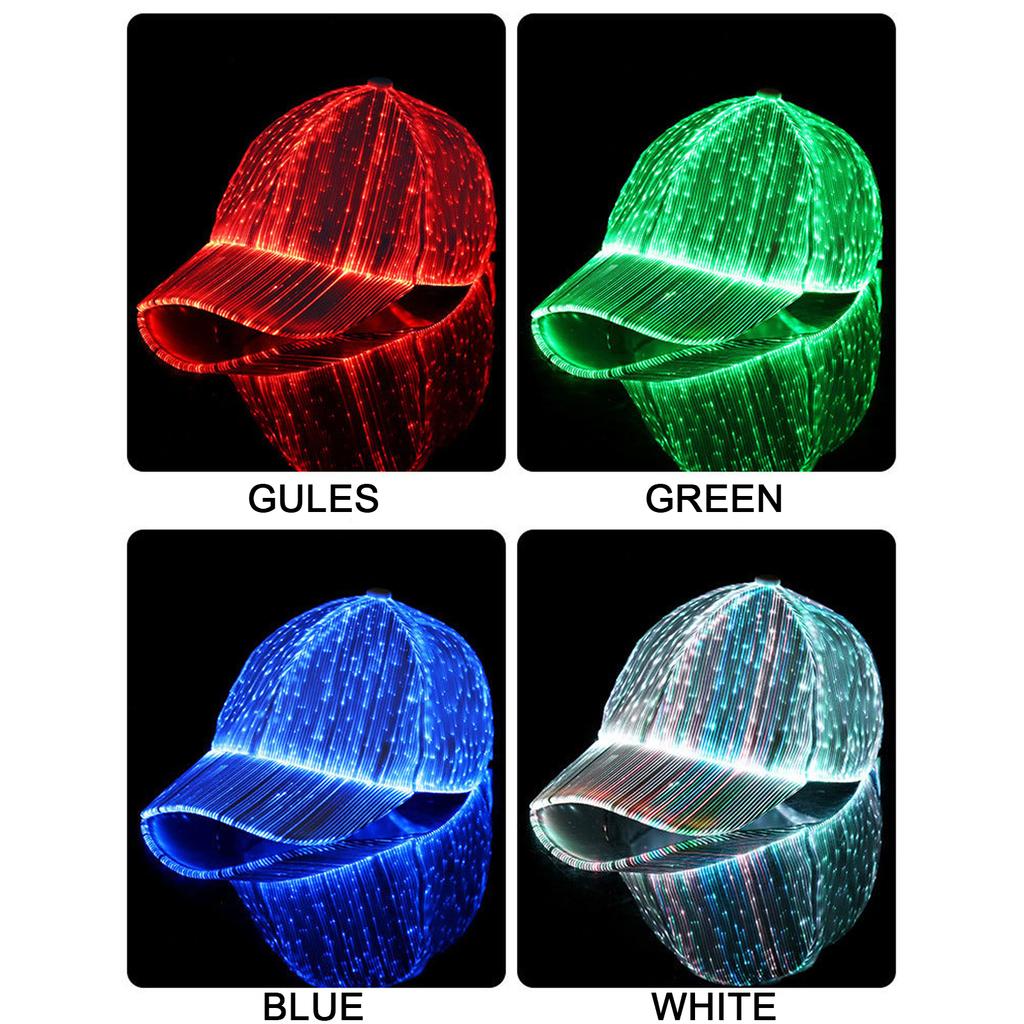 Leuchtende Baseballkappe Atmungsaktiv LED-Licht Faseroptik Fluoreszierende Kappe