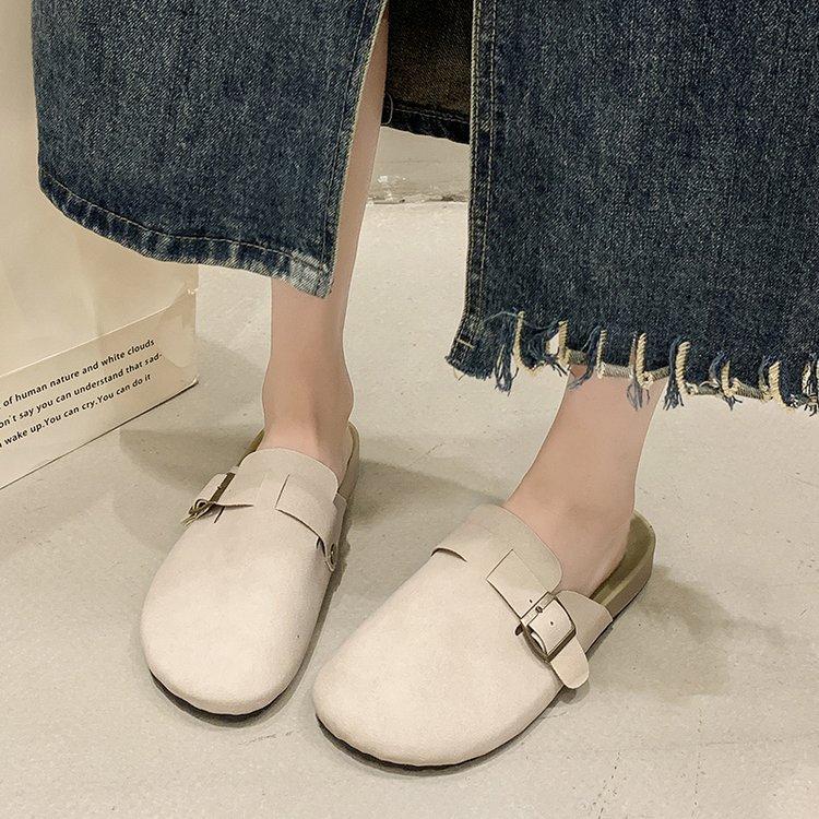 Baotou half-drag women's outer wear summer new simple flat-bottomed casual women's shoes student round head slippers