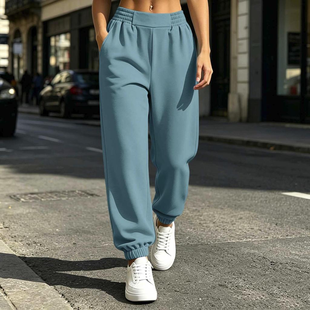 Women's Cotton Loose Fit Wide Leg Pants with Pockets for Casual Daily Wear