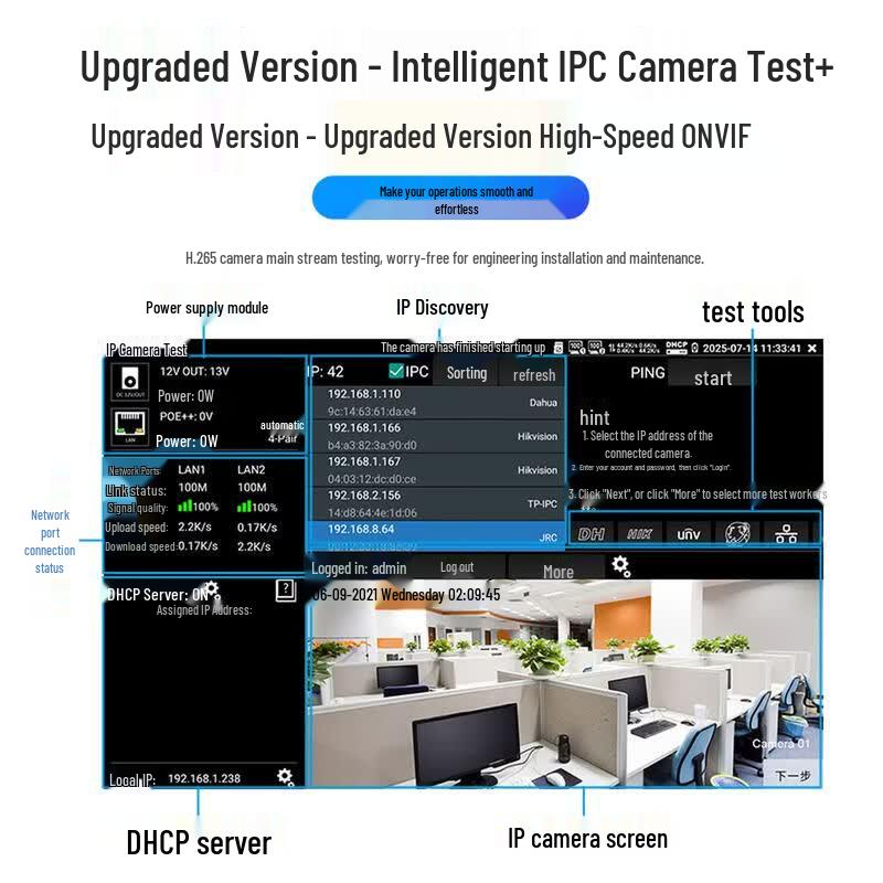 8-inch HD Multifunction IP Camera & Network Tester