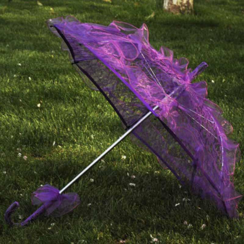 60Cm Women Ladies Cotton Lace Parasol Umbrella Bridal Wedding Party Handmade