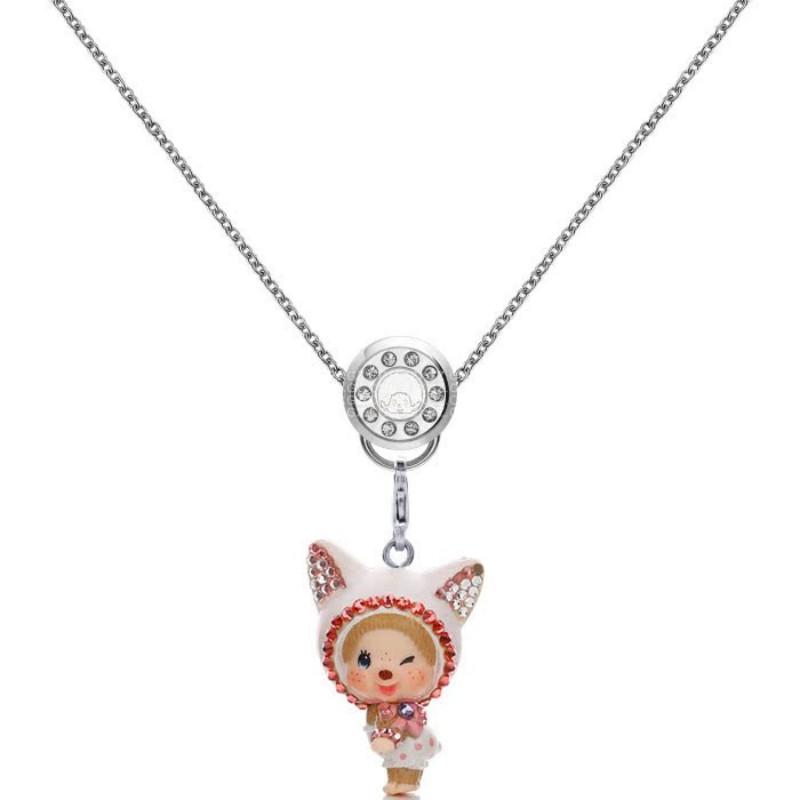 Monchhichi Doll Toys Hanging Pendant Pearl Necklaces Anime Accessiories Cute Necklace Kawaii Collarbone Chain Childrens Day Gift