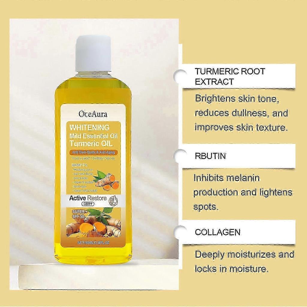 Body Oil, Turmeric Natural Essential Oil Massage Oil for Face & Body, Anti-Dark Spots Anti-Aging Corrector, 1pcs