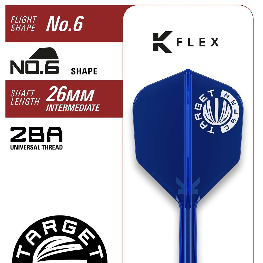 Target Japan PRIME SERIES ZENITH GEN2 Chen Tungsten 2BA Soft Tip Darts 6 Shape Flights and 2BA SOFT TIP DARTS Hao-Tung 90% K-Flex Set, 20.0g, K-Flex