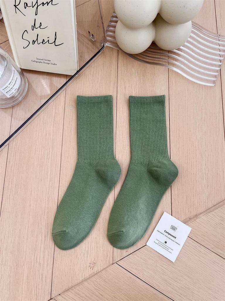 Women's Colorful Mid-Tube Socks In Violet, Orange, Rose, and Red for Modern Dance with Shark Print