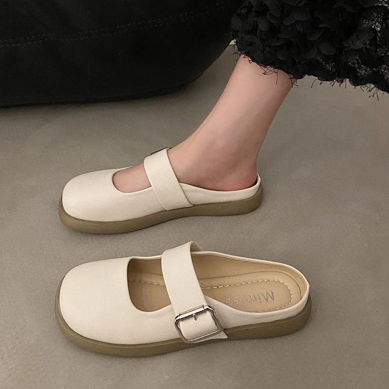 Baotou half slippers women's outer wear 2025 spring new popular soft bottom comfortable and versatile flat bottom Mary Jane cool slippers