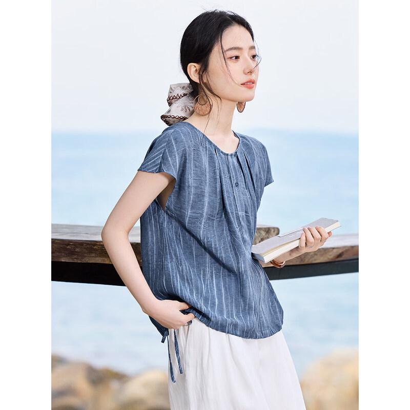 XWI Women s Drawstring Side Short Sleeve Blouse XL