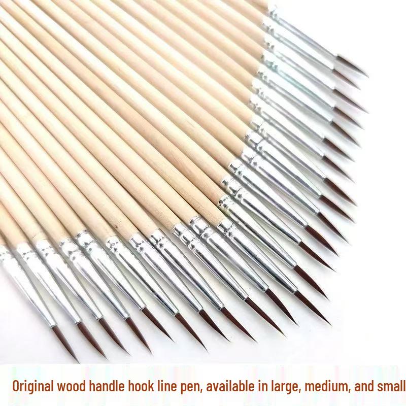 Wood-Handled Fine-Tip Nylon Liner Pen Set for Sketching, Painting, and Outlining