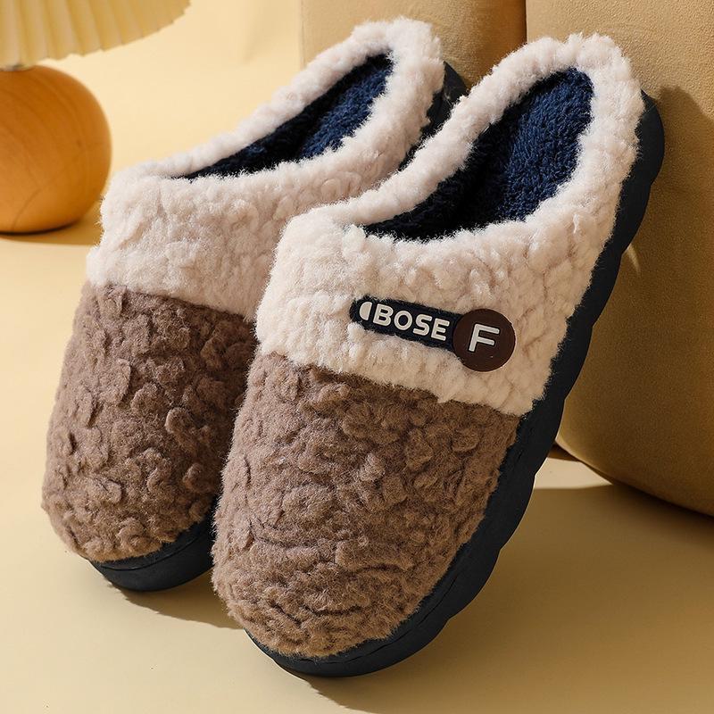 Winter Fur-Slippers: Women's & Men's Cozy Cotton, Velvet-Lined, Thick Sole for Indoor Warmth