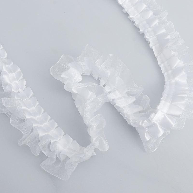 

Элегантный 4 см двойной плиссированный полиэстер прозрачный шифон кружево одежда аксессуары юбка подол манжеты ручная работа поддержка юбка кружево ремесла изготовление лент 2.5cm*10 Yards