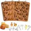 Molde de Silicona para Chocolate de Calabaza de Halloween Murciélago Dientes de Vampiro Pastel Caramelo Hielo Hacer Calavera Hueso Jabón Vela Decoración de Fiesta Regalos