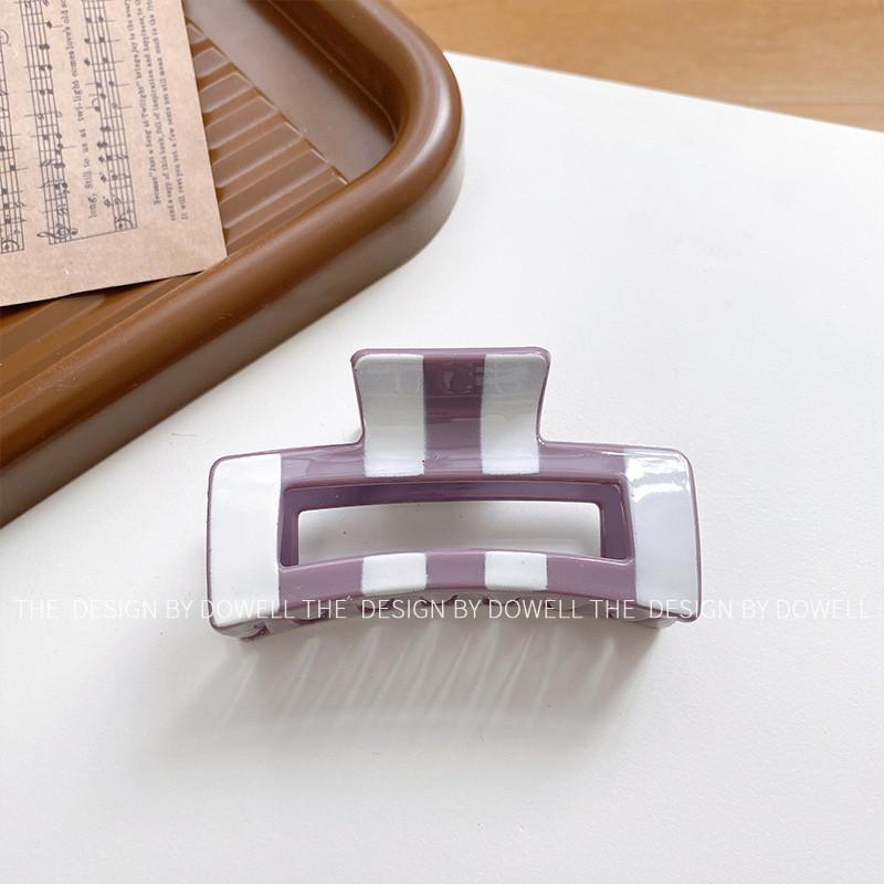 Beautiful Handmade Medium Hair Clip With Unique Striped Design Perfect For Women Purple White