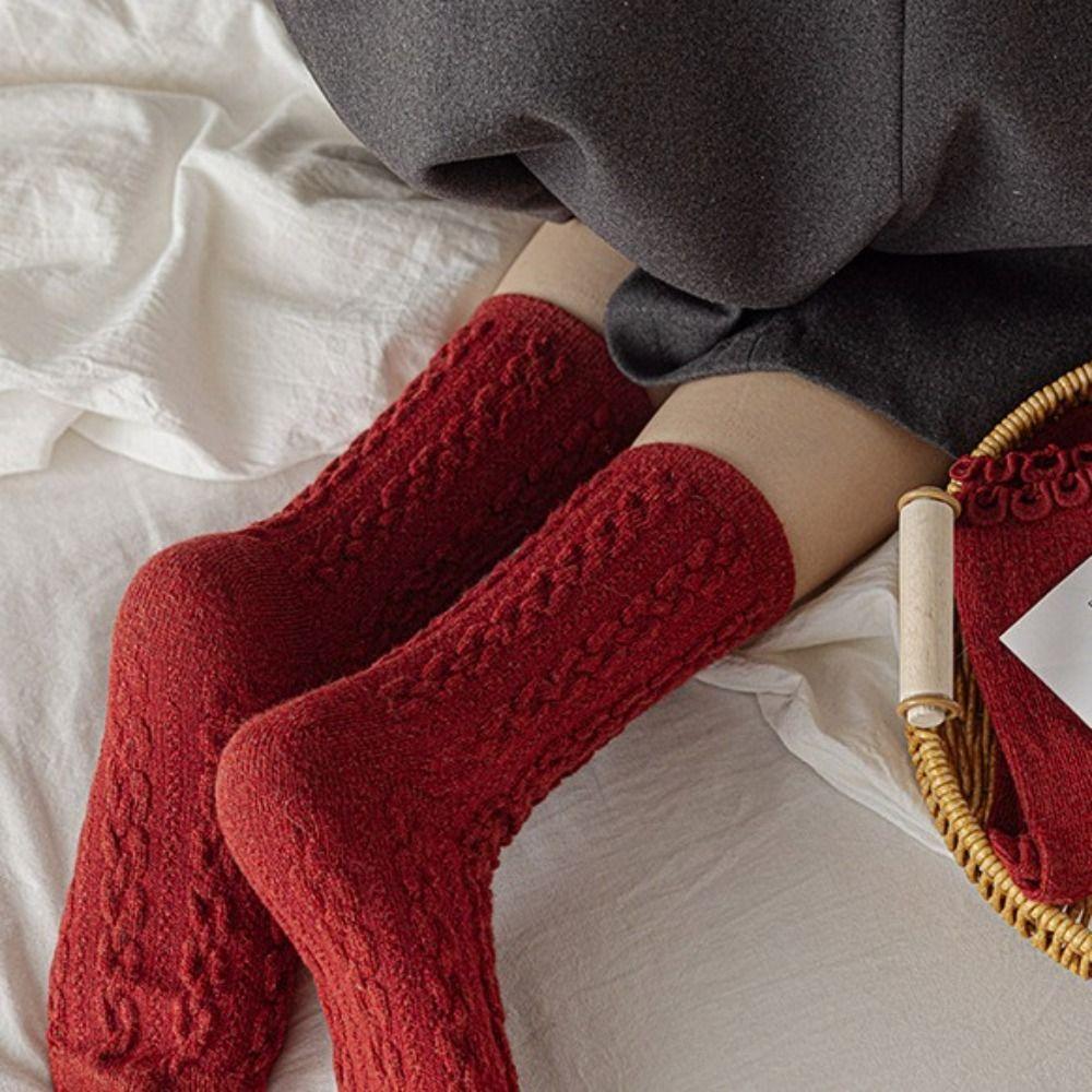 Sweet New Year Christmas Socks Wool Female Hosiery Gift Red Socks  Christmas