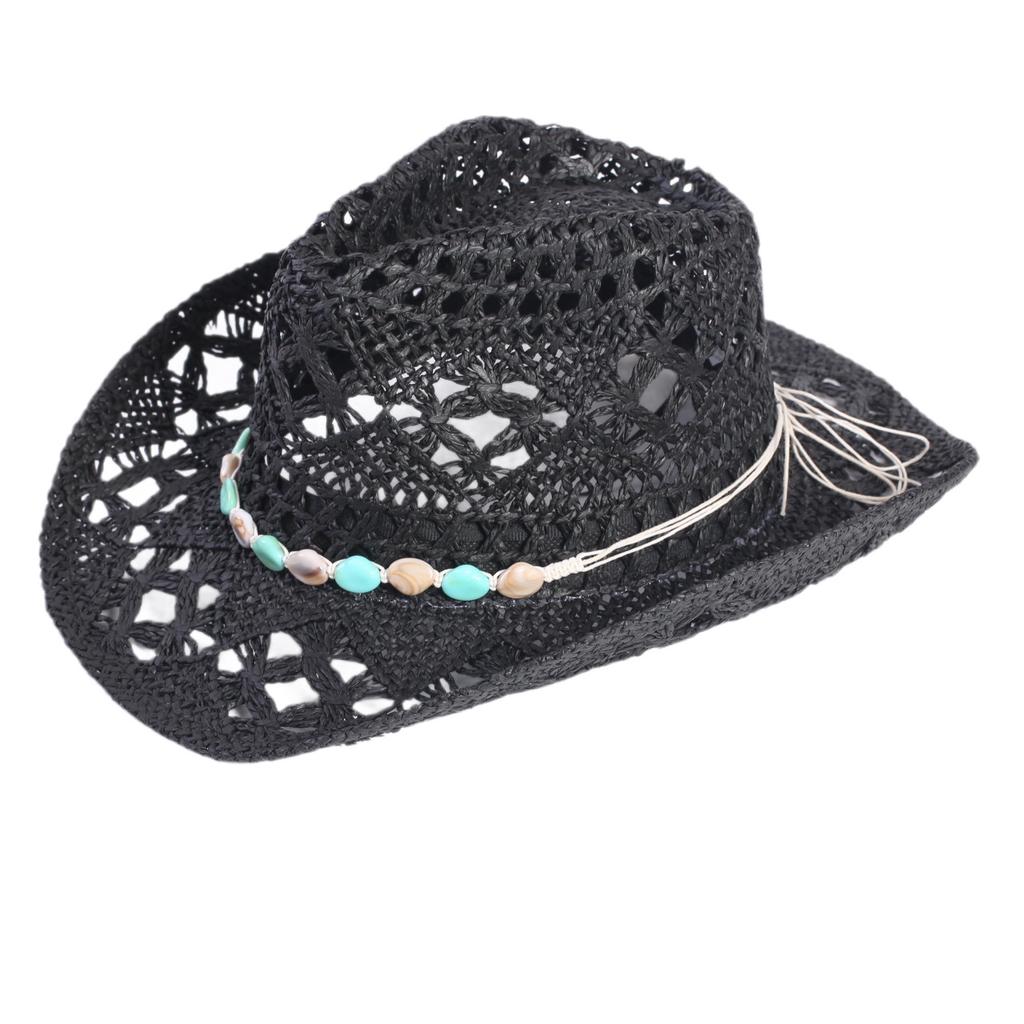 Popular European and American Classic Hollow Western Cowboy Hat Men's and Women's Fashion Vacation Breathable Sunshade Straw Hat