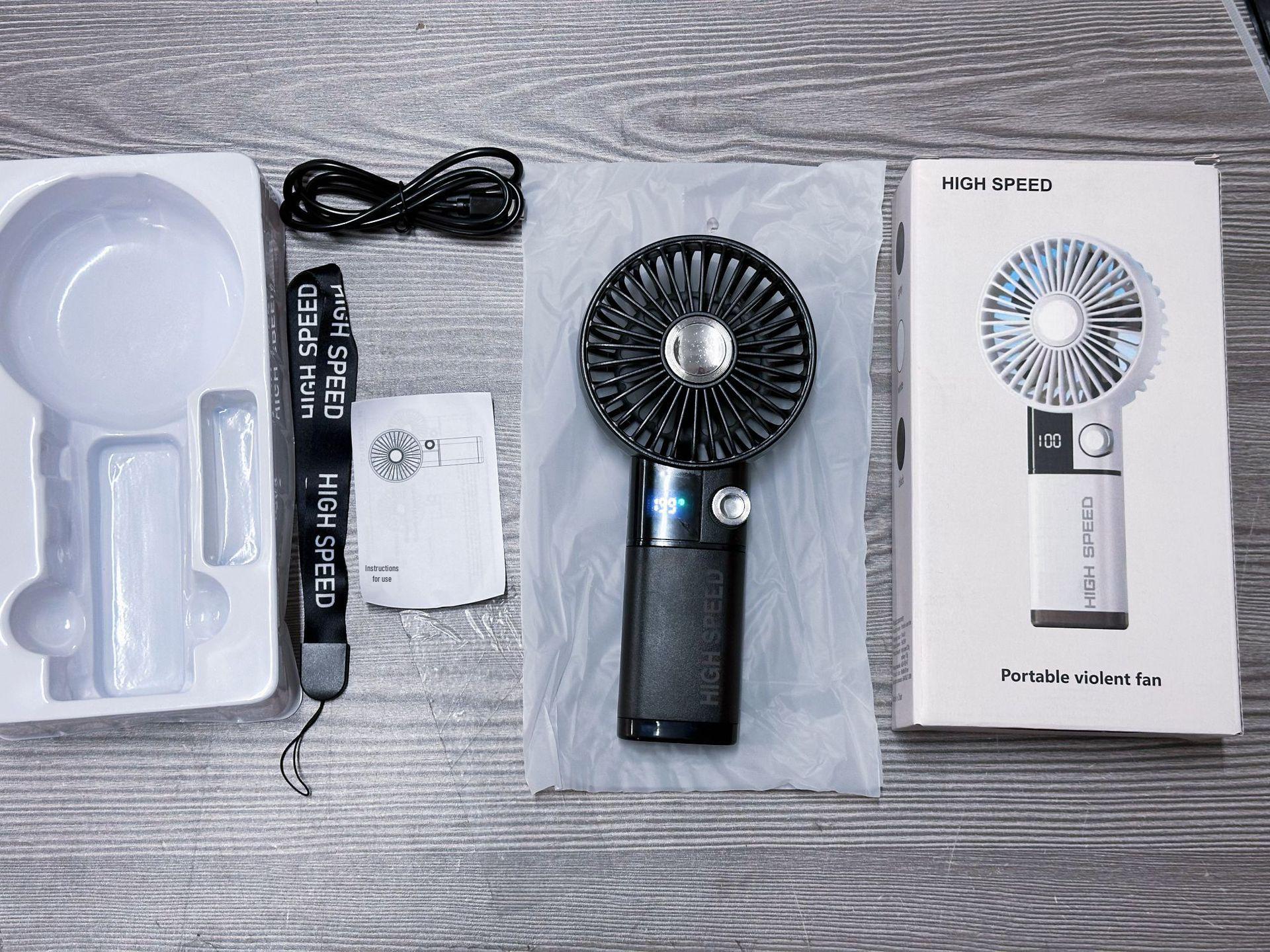 

199-Speed Portable Handheld Mini Fan, High-Speed USB Charging with Digital Display & Lanyard Basic чорний
