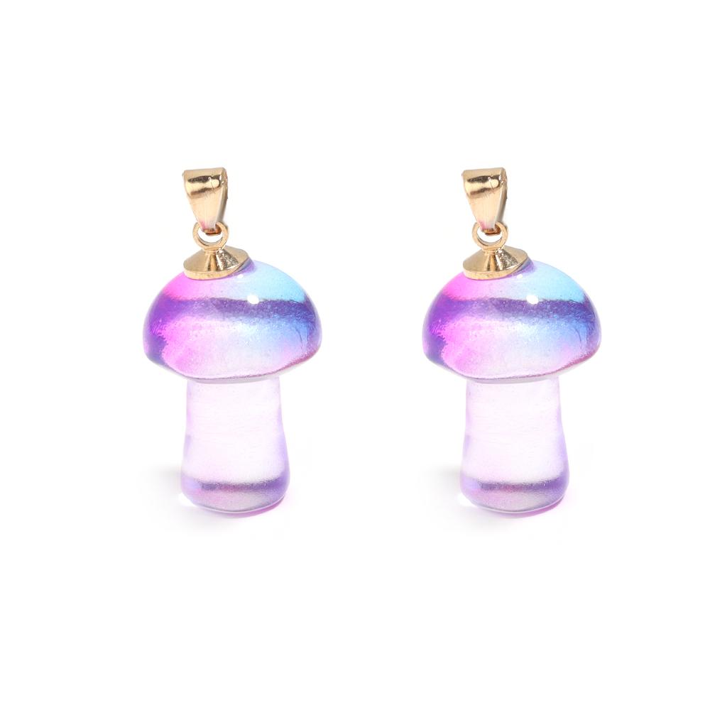 

2Pcs 26×16mm Lampwork Mini Mushroom Pendant Colorful Transparent Crystal Pendant For DIY Charm Jewelry Accessories Wholesale