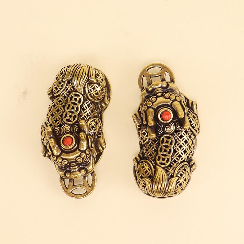 Brass Pixiu Coin Chinese Miniature Figurines - Lucky Ornament For Home Office Tabletop Decoration | Traditional Feng Shui Charms