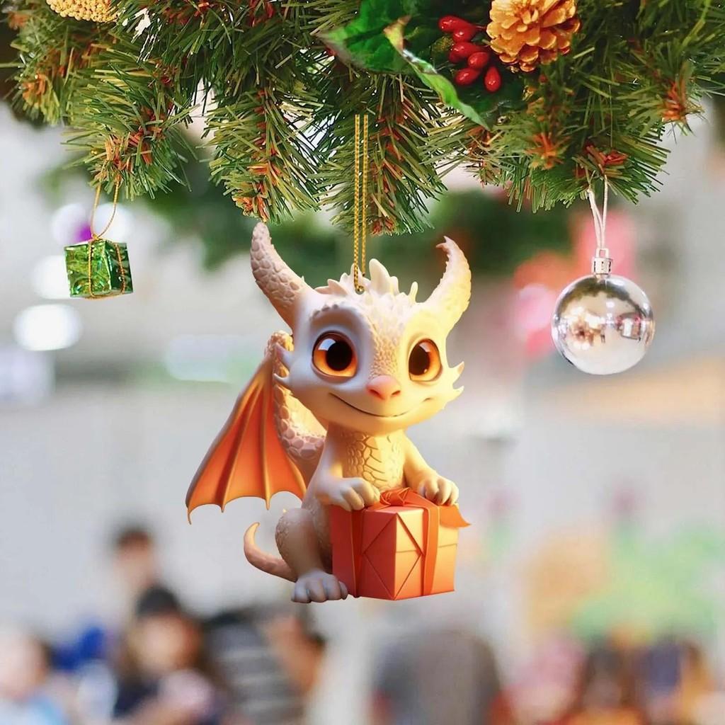 Colorful Acrylic Cartoon Christmas Dragon Car Decoration Stylish Festive Home Ornament