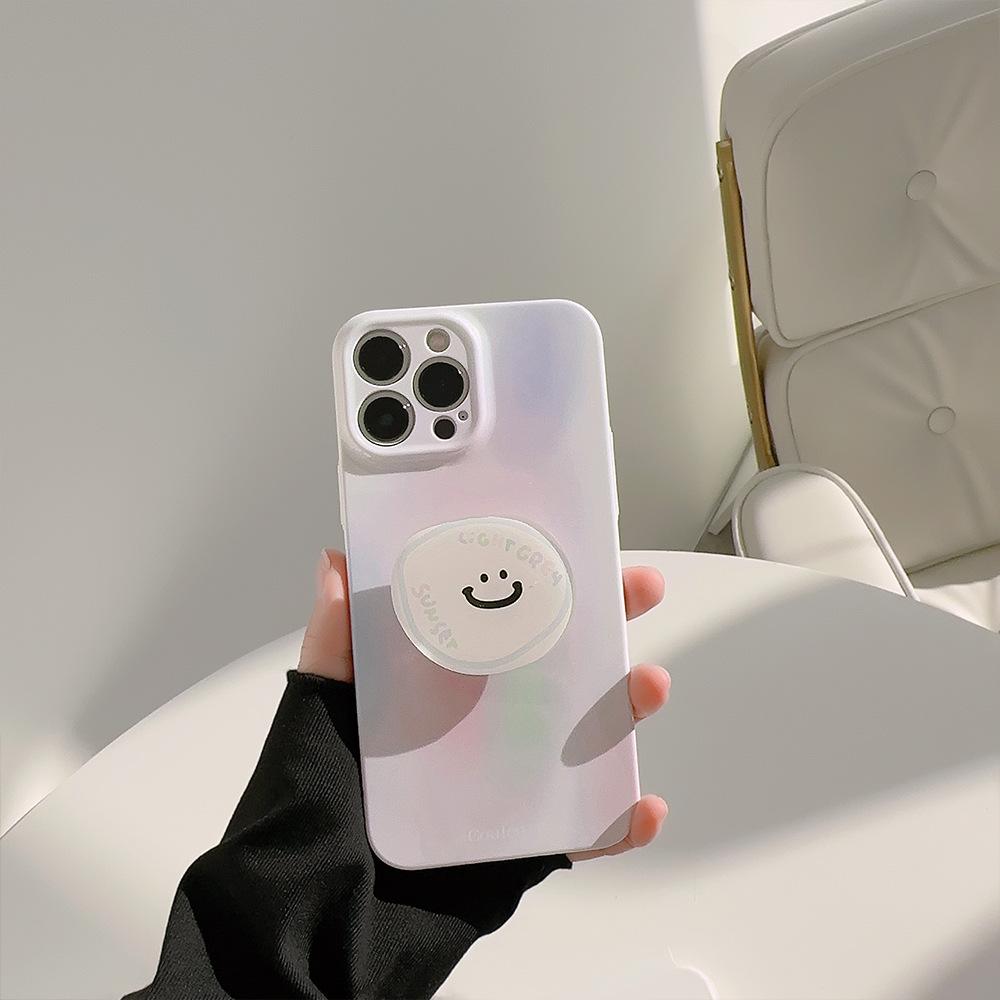 Korean Smiley Face Bracket Suitable for 14Promax IPhone Case Iphone16 Niche Cute 15 Philin11 Hard