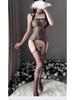 Nachtwäsche: Sexy Netz Damen Transparenter Bodystocking mit offenem Schritt Versuchungsset