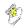 925 Sterling Silver Bowknot Crystal Ring, Adjustable Open Band with Natural Gemstone, Elegant Luxury Women's Jewelry, Perfect Gift