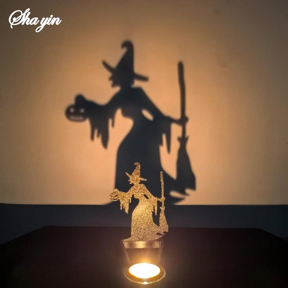 Halloween Candlestick Decoration Set,Pumpkin Skull Ornament,Pumpkin Candle Reflection Candlestick,Indoor Home Party Decoration