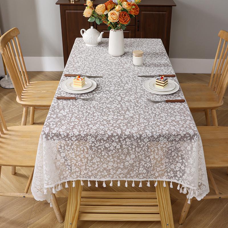 Elegancki obrus z koronką w kształcie feniksa - Poliester, Prostokątny z falbanką, Idealny na wesela, urodziny, baby showers i rocznice