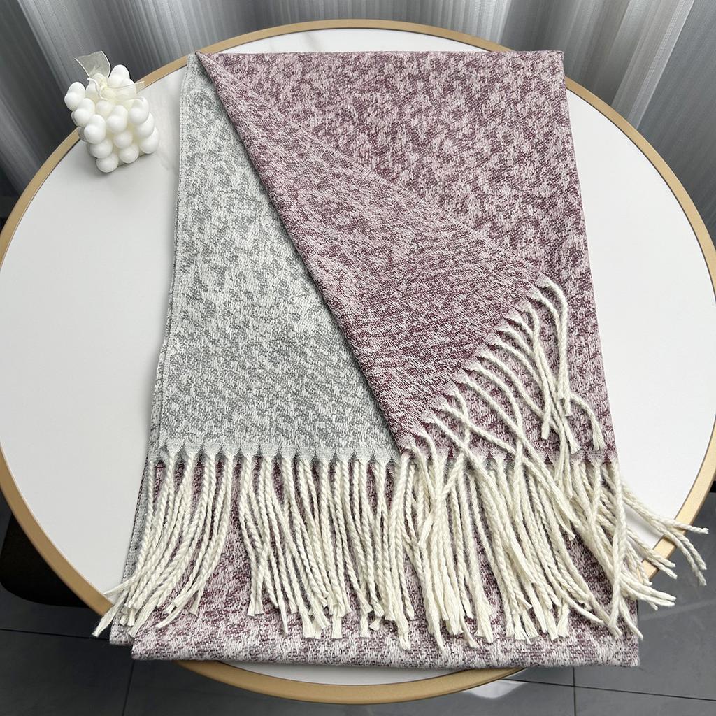 Imitation Cashmere Autumn and Winter Scarf High End Autumn and Winter New Style Lotus Warm Shawl and Long Scarf with A Sense of Atmosphere