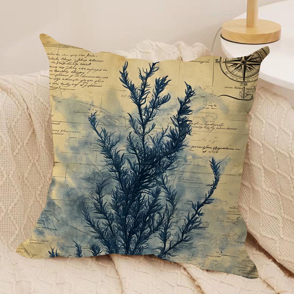 The Retro Age Of Navigation Cushion Cover Silky Short Plush Invisible Zipper Dustproof Sofa Pillow Case For Home Decor