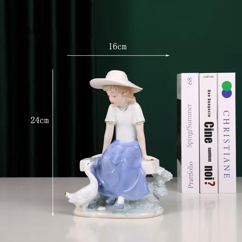 Westliche Keramik Junge Mädchen Kind Skulptur Dekoration Haus Zimmer Tisch Figur Zubehör Handwerk Arbeitszimmer Büro Schreibtisch Statue Ornamente