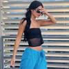 Mesh Corset Black Crop Top Women Patchwork Tube Top Sexy Sleeveless Off Shoulder Cami Summer Streetwear Slim Strapless Tank Tops