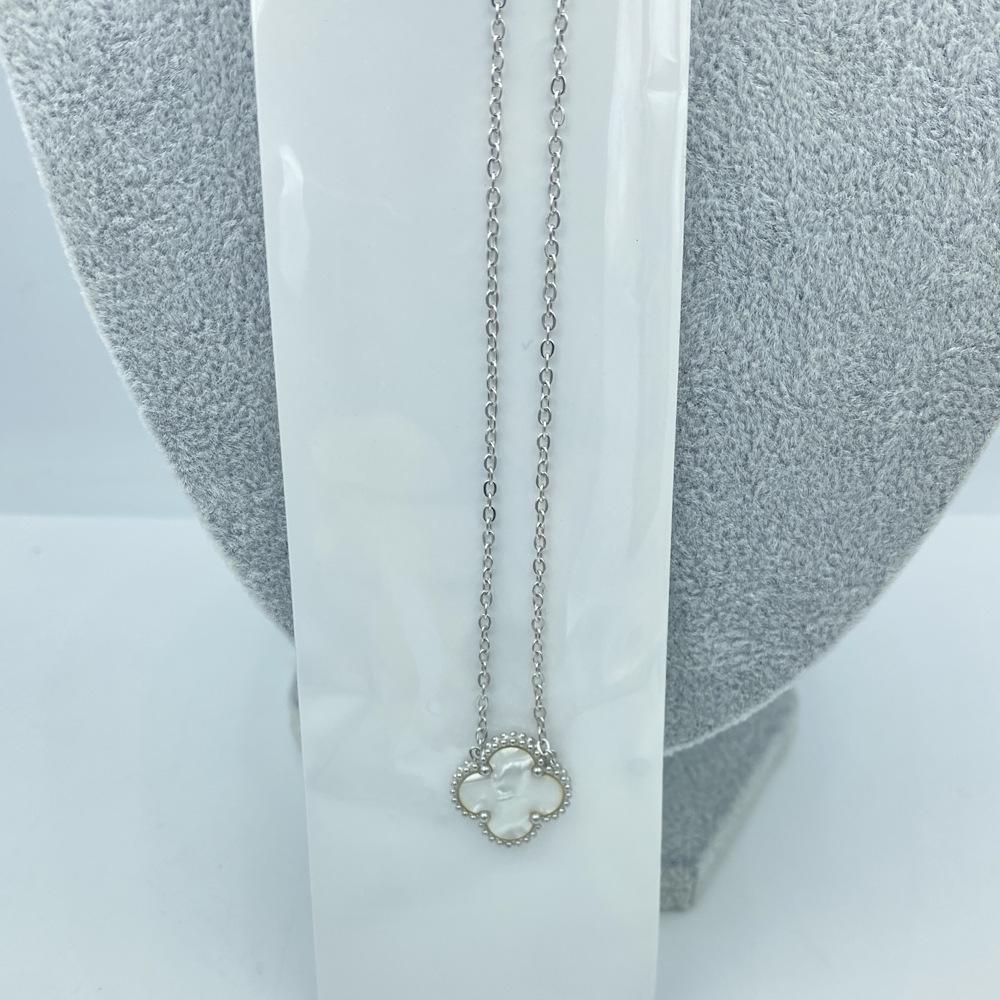 15MM Titanium Steel Four-Leaf Clover Necklace - Non-Fading, Fresh Forest Style