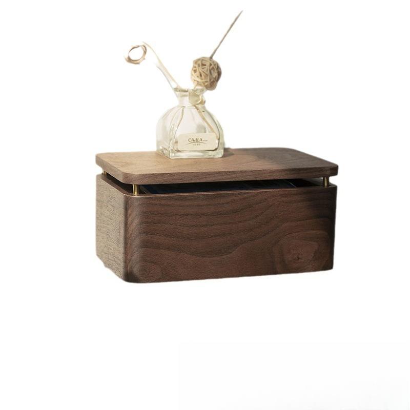 Solid wood bathroom tissue box No punching wall-mounted hand wipe carton Creative black walnut hanging pumping carton