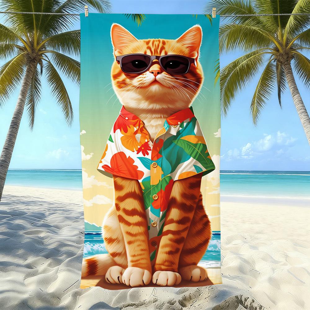 Seaside Microfiber Beach Towel, Water-Absorbing Quick-Drying Double-Sided Velvet Printed Bath Towel