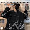 Sudadera con Capucha para Estudiantes para Hombre, Jersey de Manga Larga con Cuello Redondo, Jersey Creativo con Llamas de Graffiti, Sudadera con Capucha Suelta de Gran tamaño Harajuku