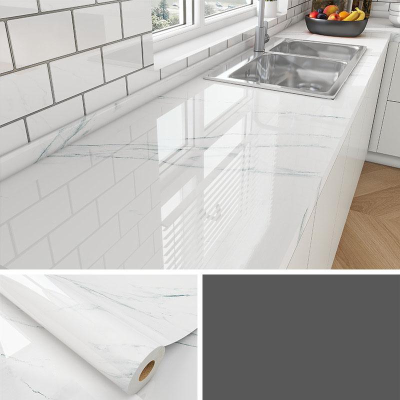 Marble Self Adhesive Film - Heat Resistant Kitchen Countertop Sticker, Waterproof Oil Proof Peel and Stick Wallpaper for Cabinet Refinishing