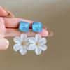 Blue Flower Leaf Dangle Earrings - Acrylic Long Drop Earrings for Women, Summer Beach Vacation Party Jewelry Accessories
