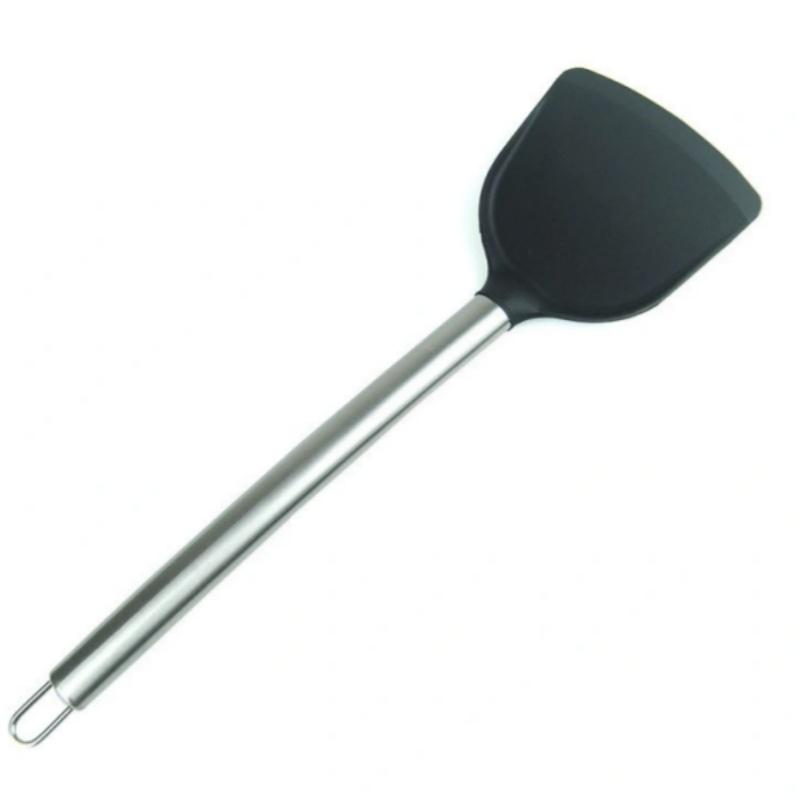 

Силиконовая лопатка для вока Нержавеющая сталь Лопатка для готовки с антипригарным покрытием Жаропрочная нетоксичная Лопатка для вока Кухонные принадлежности black