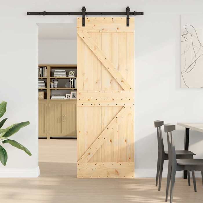 VidaXL Sliding Door and Hardware Kit 70x210 Cm Solid Pine 3332604