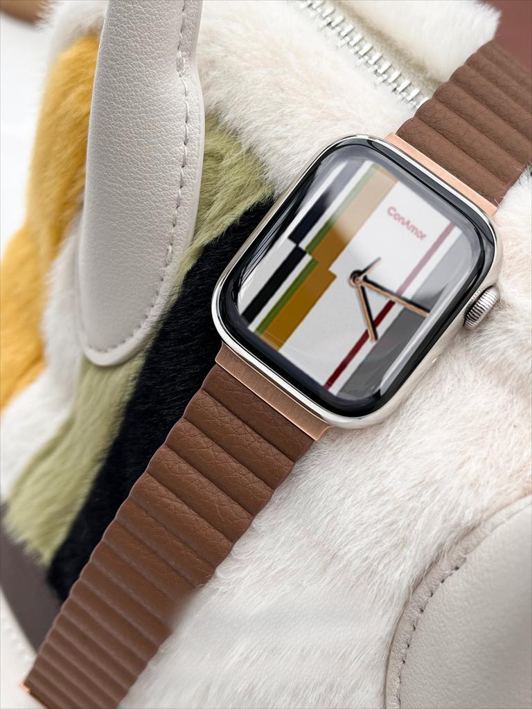 Magnetic Leather Band For Apple Watch 44 45 49mm 40 41mm 42 38mm 46mmMetal Stainless Steel Strap For iwatch 8 7 SE 6 5 4 3 2 S10