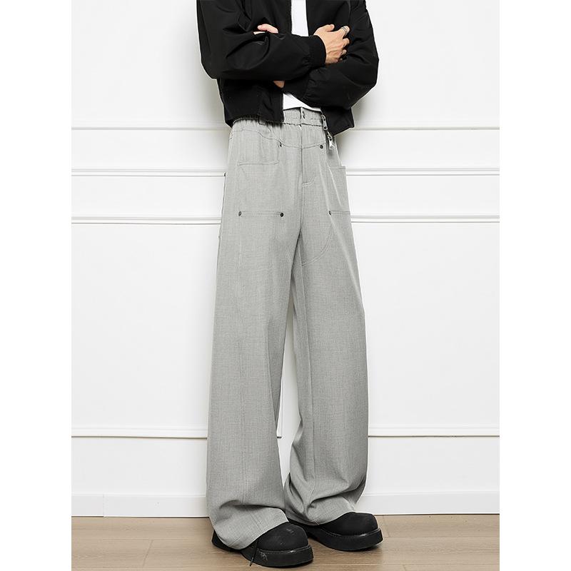 Autumn new trendy brand men's small trousers, rivet straight-leg trousers, wide-leg casual trousers, and long trousers for men are available for sale.
