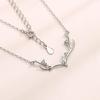 S925 Sterling Silver Reindeer Antler Pendant Necklace - Minimalist Christmas Jewelry for Women