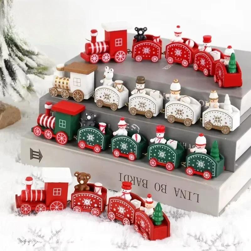 1-10PCS Christmas Train Decoration Mini Train Ornament Hanging Christmas Tree Decor Kids Gift Cake Topper Holiday Home Display