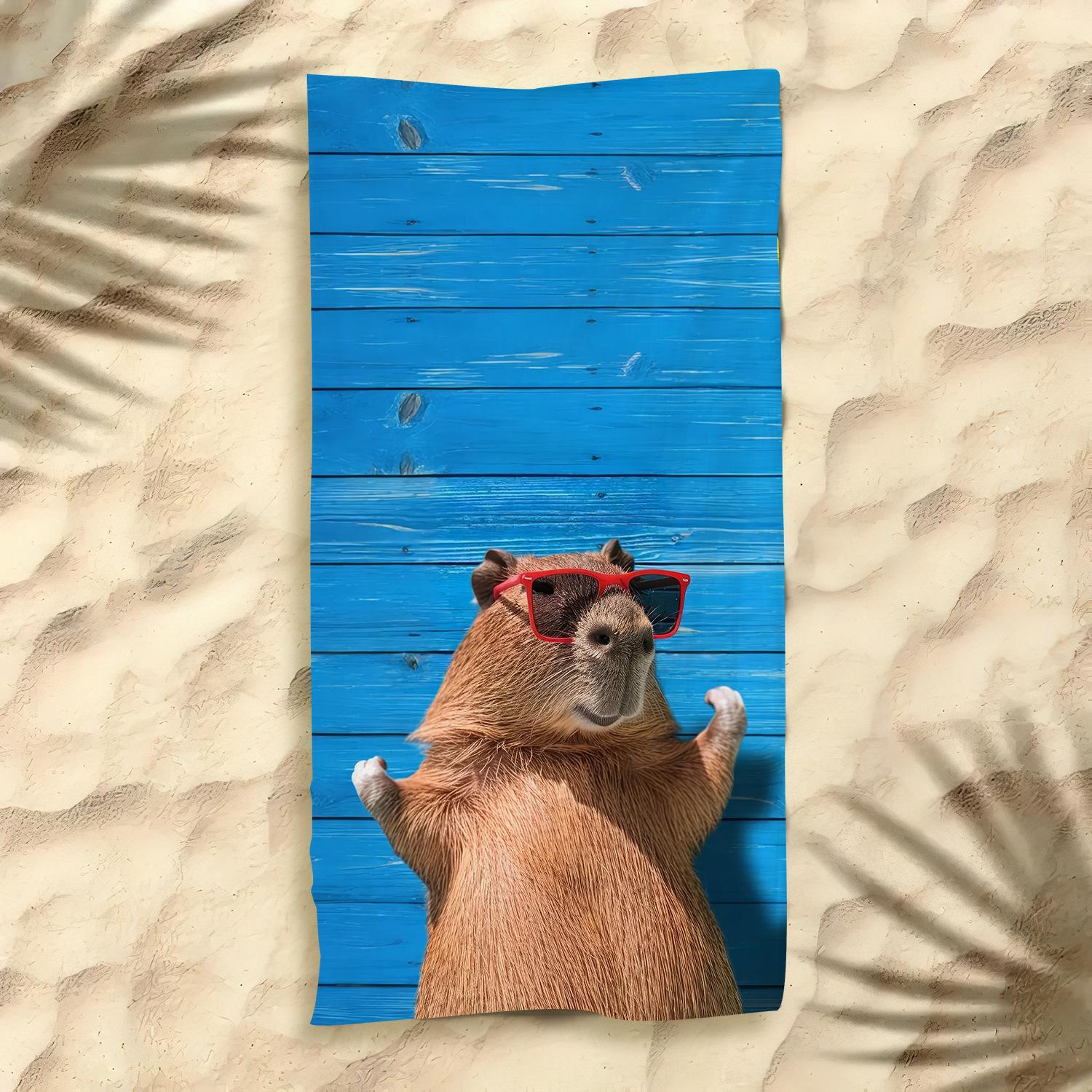 

Capibala Lovely Capybara Beach Towel Soft Microfiber Bath Towel Absorbent Quick Drying Towel Comfortable Soft Beach Towel W40*H60(CM)