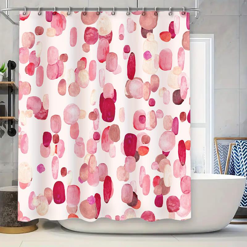 

Акварельная шторка для душа в горошек розовая красная белая разноцветная декор для ванной полиэстеровая ткань водонепроницаемая с карманом для штанги домашний декор для ванной 90x180cm